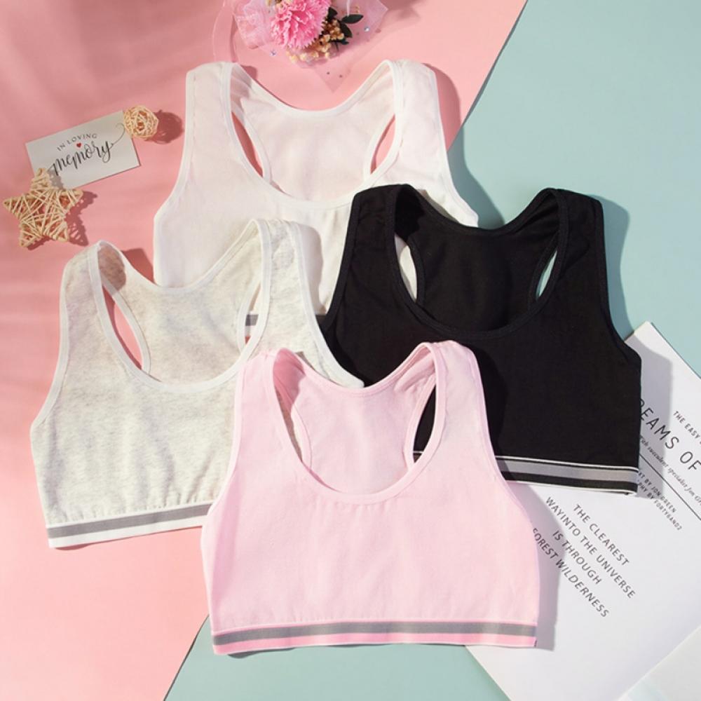 Early Training Bras Popular Girls Sports Racerback Bra Solid Colors Training Bras for Girls \u0026 Teens - 4 Pack